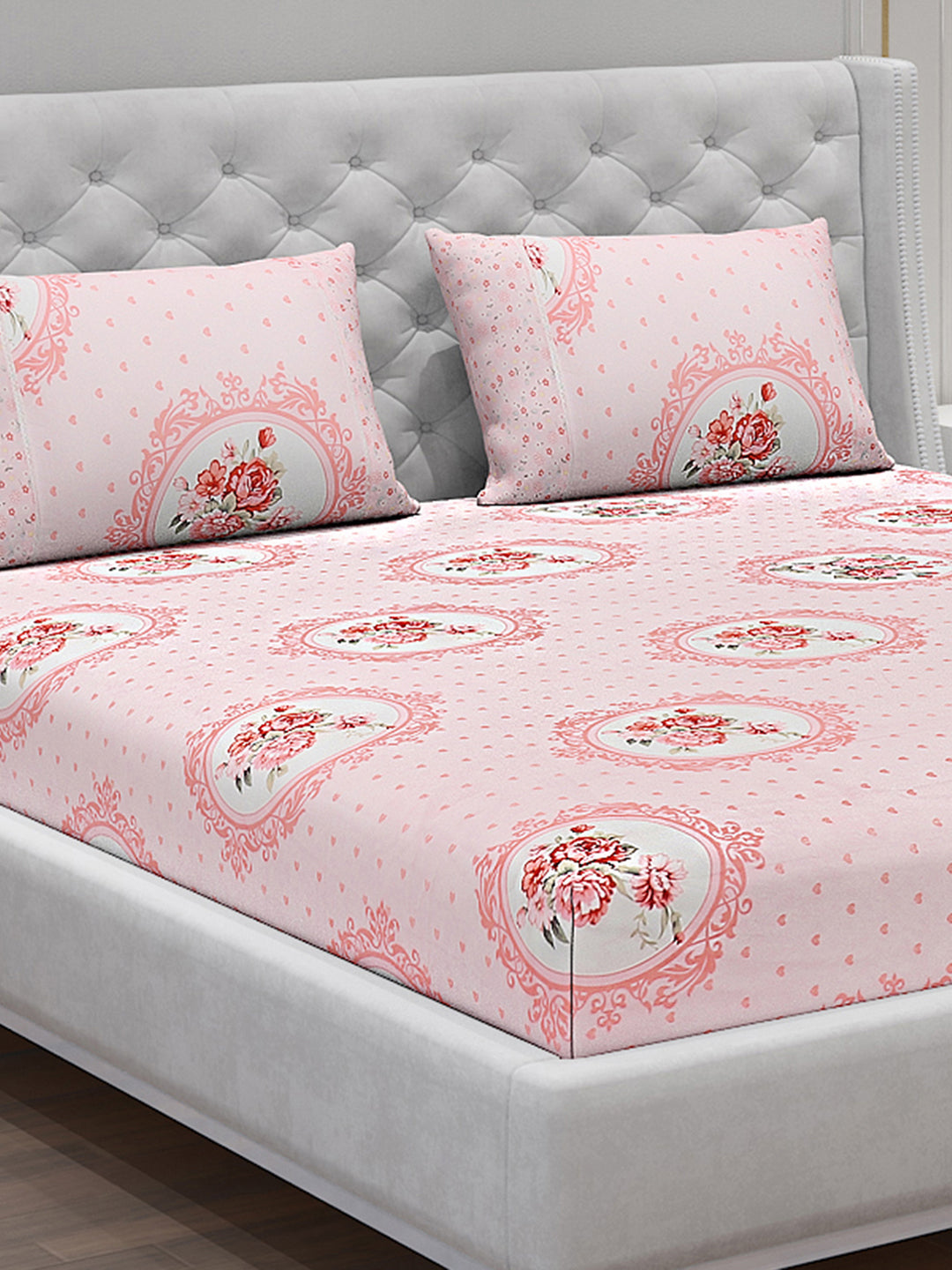 130 GSM Polyester Double Bed Bedsheet with 2 Pillow Covers