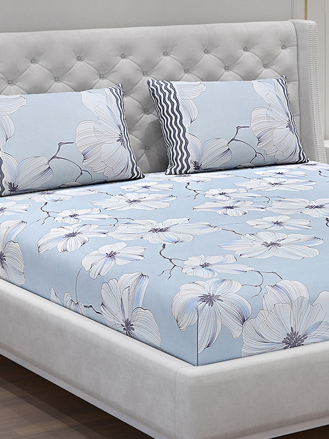 130 GSM Polyester Double Bed Bedsheet with 2 Pillow Covers