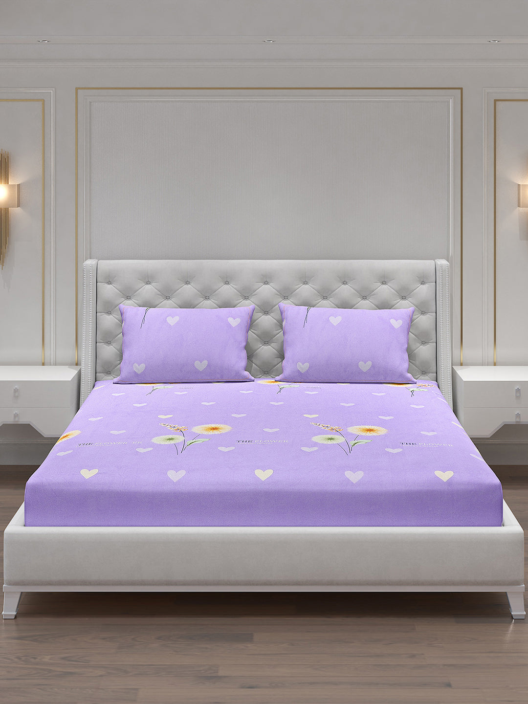 140 GSM Polyester Double Bed Bedsheet with 2 Pillow Covers