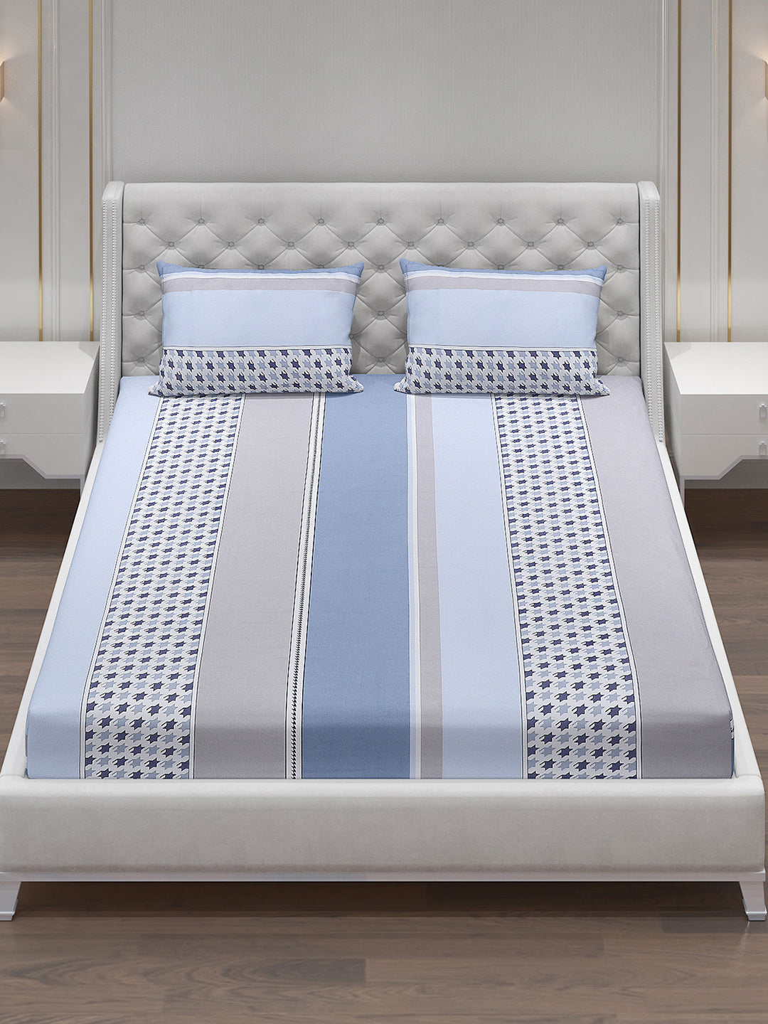 140 GSM Polyester Double Bed Bedsheet with 2 Pillow Covers