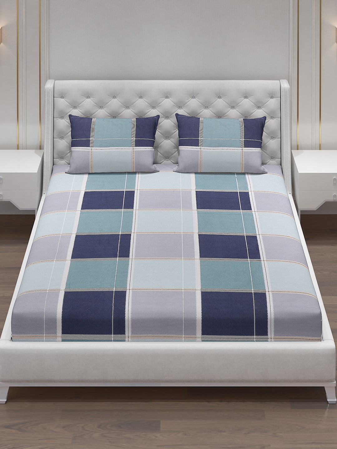 140 GSM Polyester Double Bed Bedsheet with 2 Pillow Covers