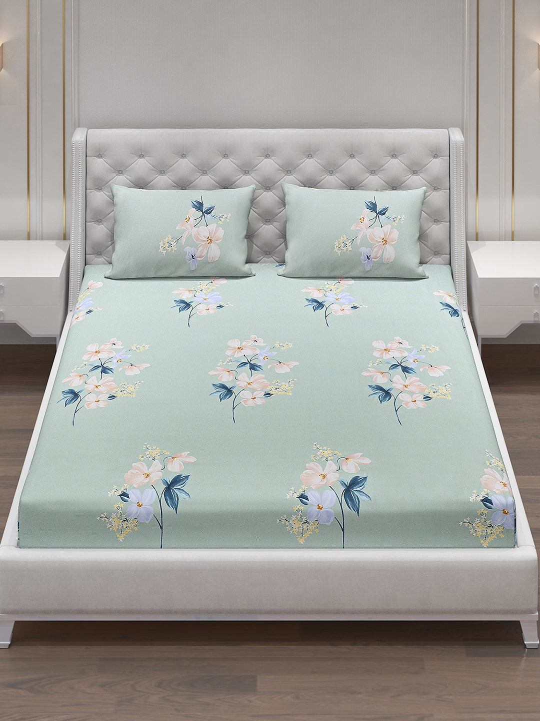 140 GSM Polyester Double Bed Bedsheet with 2 Pillow Covers