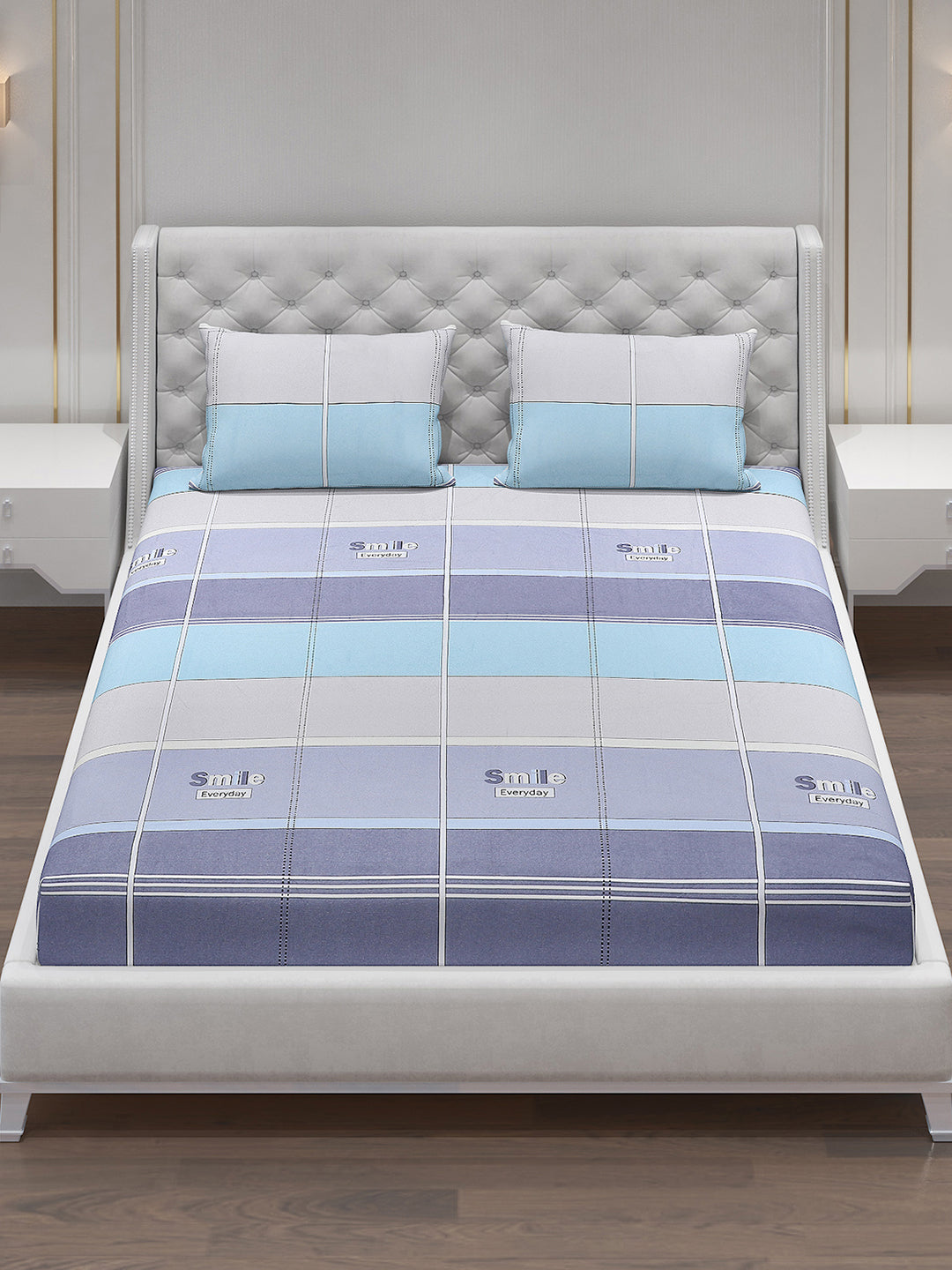 140 GSM Polyester Double Bed Bedsheet with 2 Pillow Covers