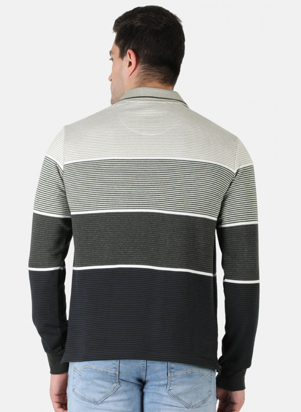 Men Grey Stripe T-Shirt