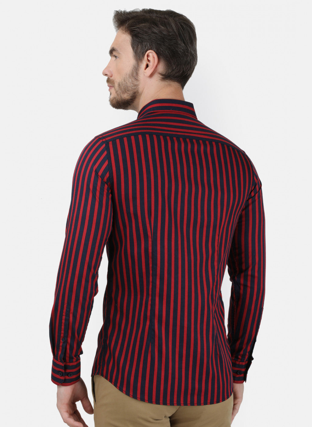 Maroon striped shop shirt mens