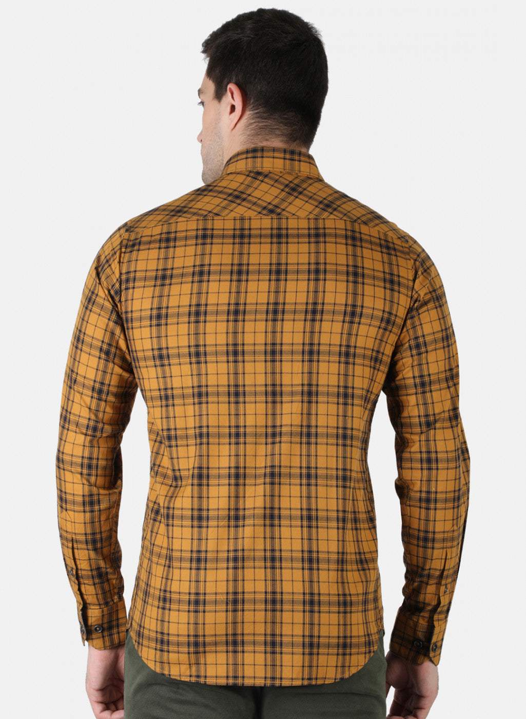 Men Mustard Check Shirt