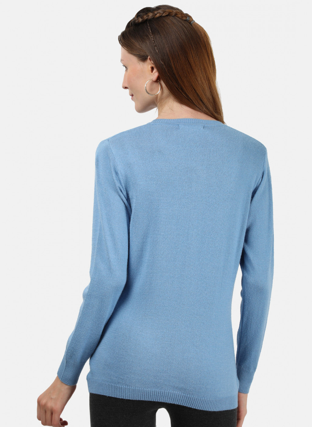 Women Sky Blue Solid Cardigan