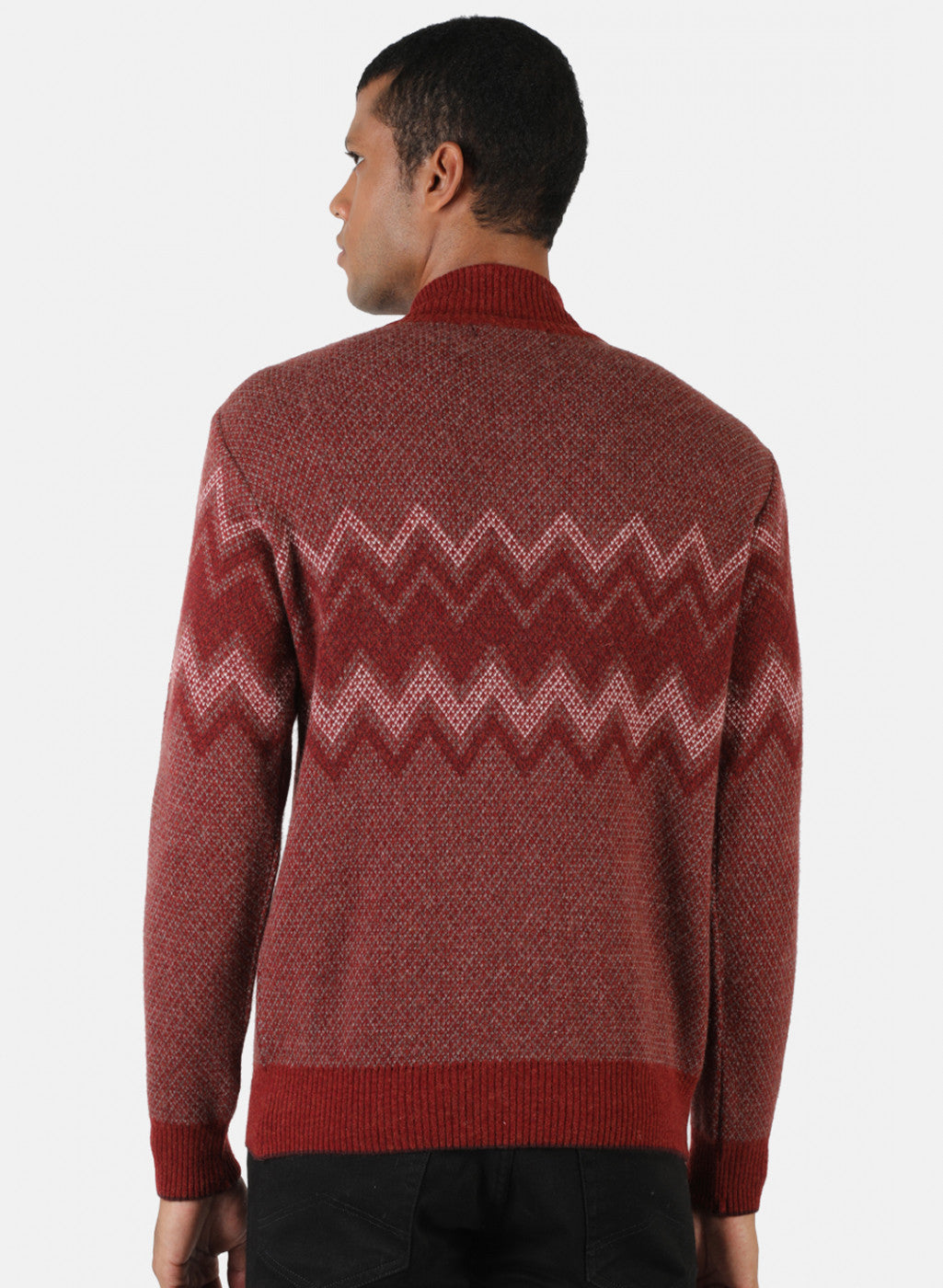 Men Red Solid Pullover