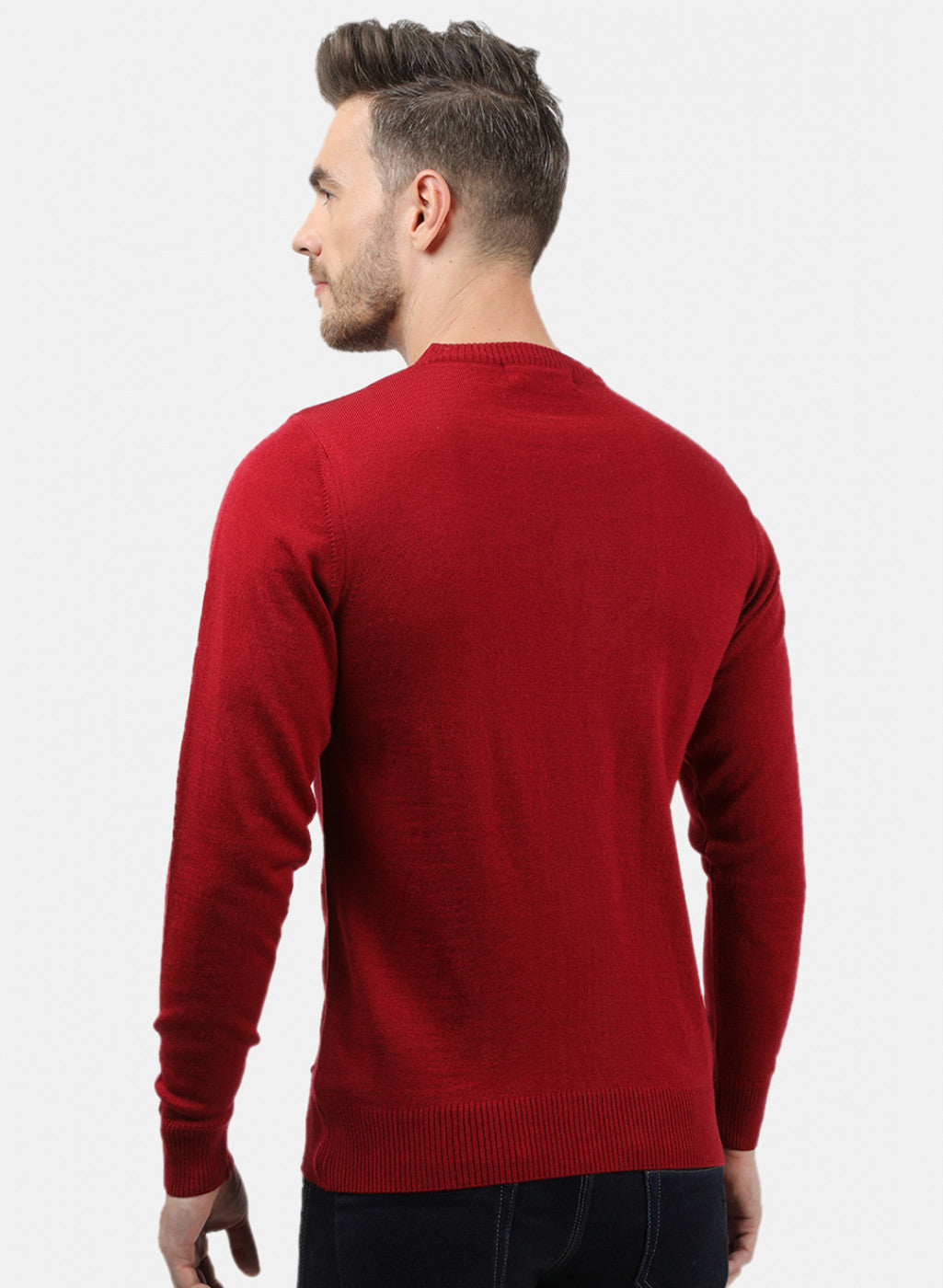 Men Maroon Solid Pullover