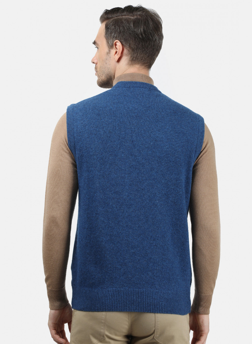 Men Blue Solid Sweater