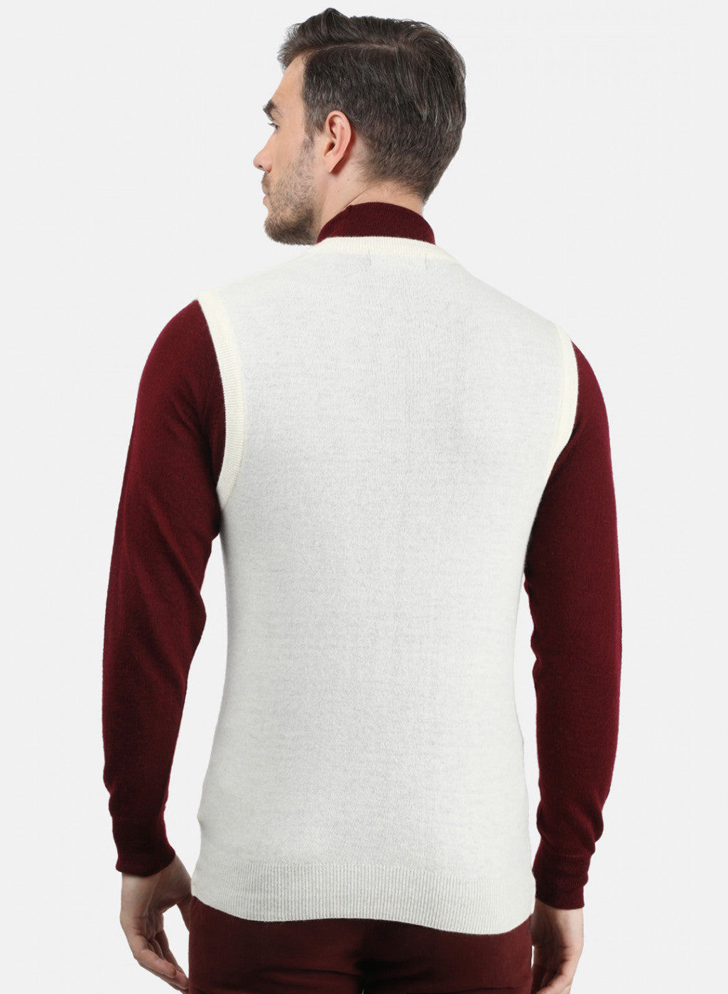 Men White Solid Sweater