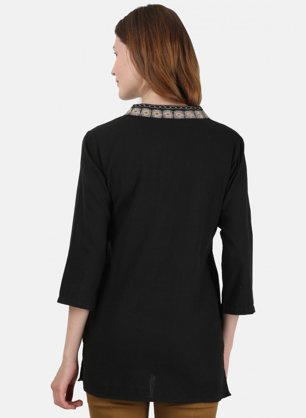 Womens Black Embroidered Top