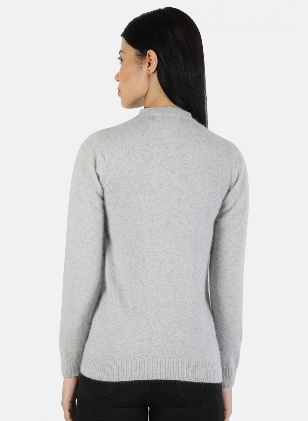 Women Grey Melange Solid Cardigan