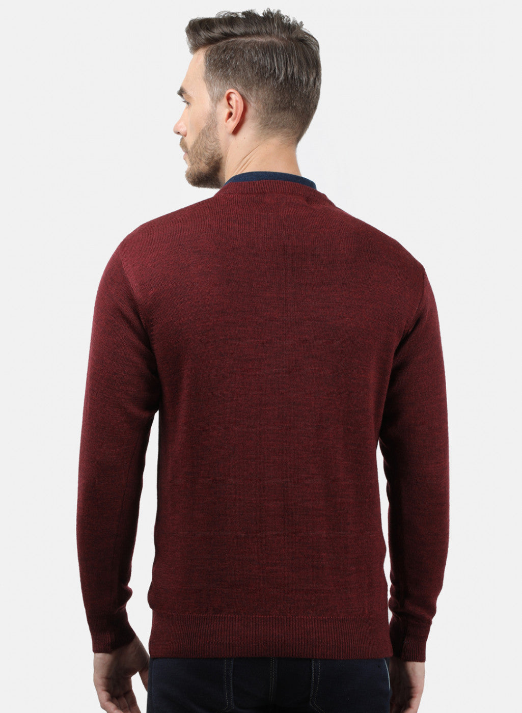 Men Maroon Solid Pullover