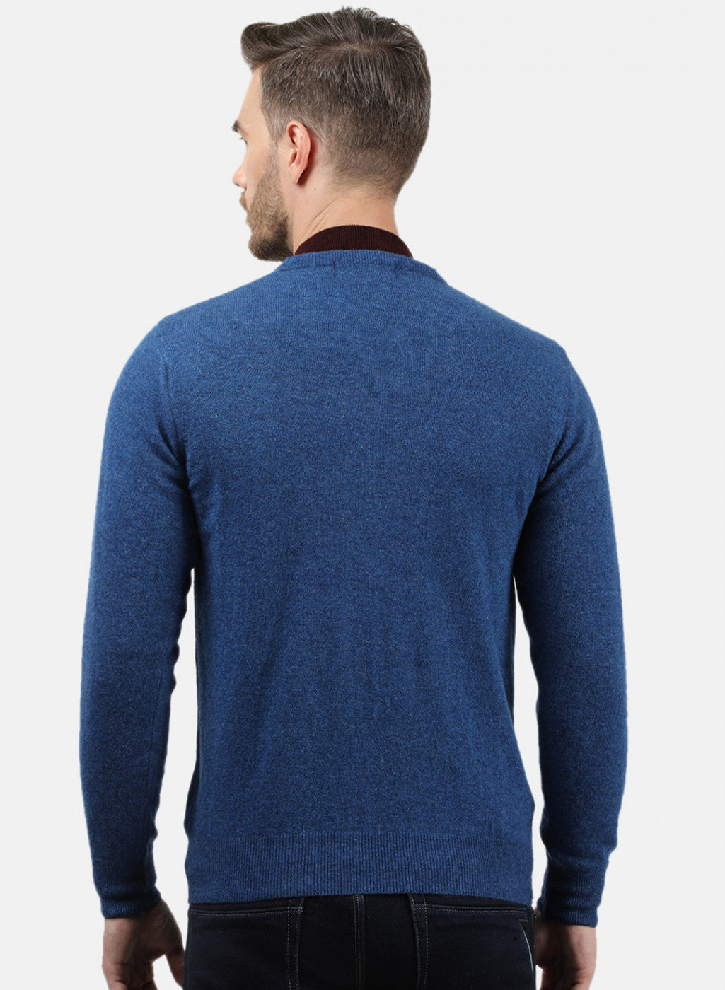 Men Blue Solid Pullover