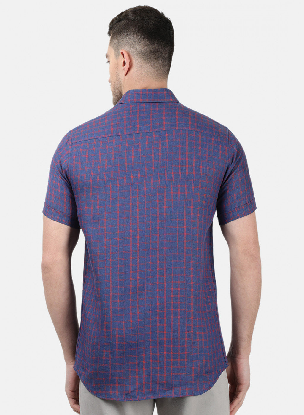 Men Blue Check Shirts