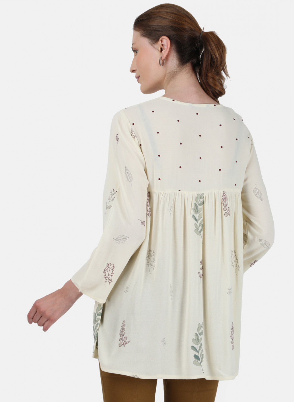 Womens Cream Printed Top