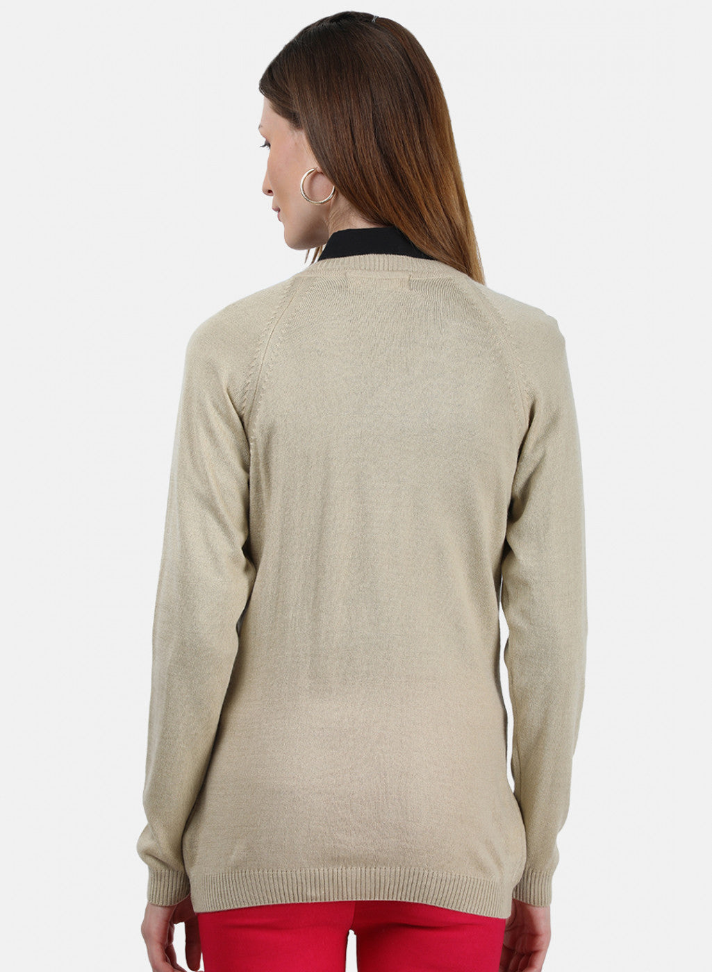 Women Beige Solid Cardigan