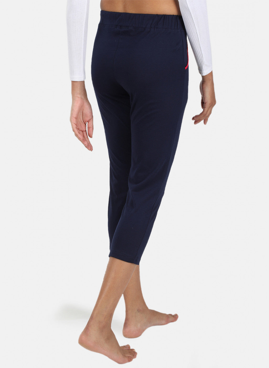 Womens Blue Plain Capri