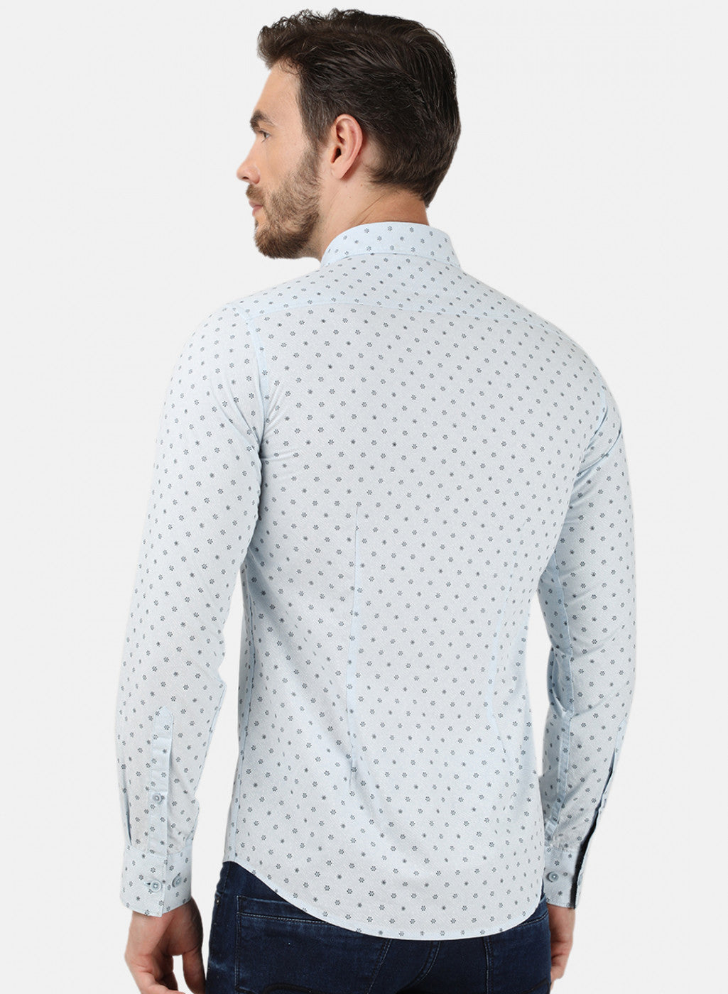 Mens Blue Printed Shirt