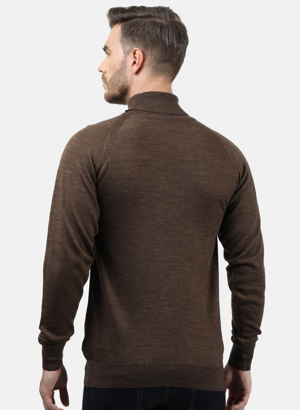 Men Brown Solid Pullover