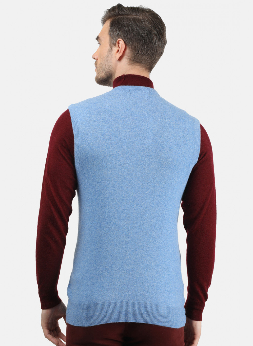 Men Blue Solid Sweater