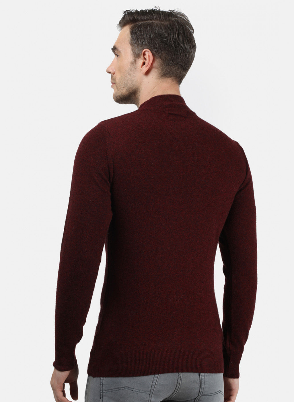 Men Maroon Solid Pullover