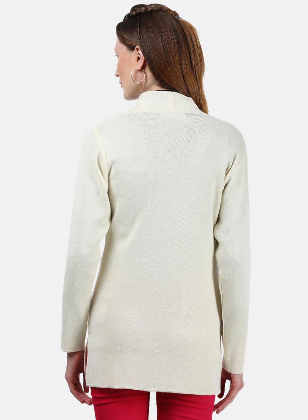 Women Cream Solid Cardigan