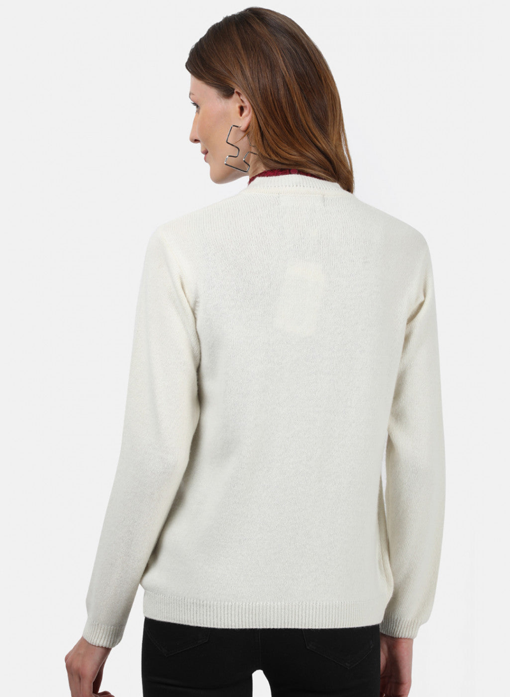 Women White Solid Cardigan