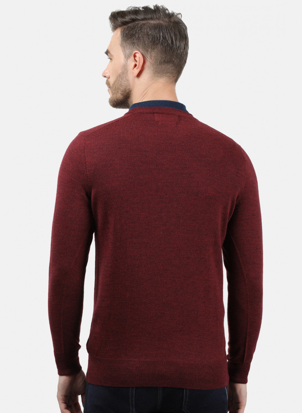 Men Maroon Solid Pullover