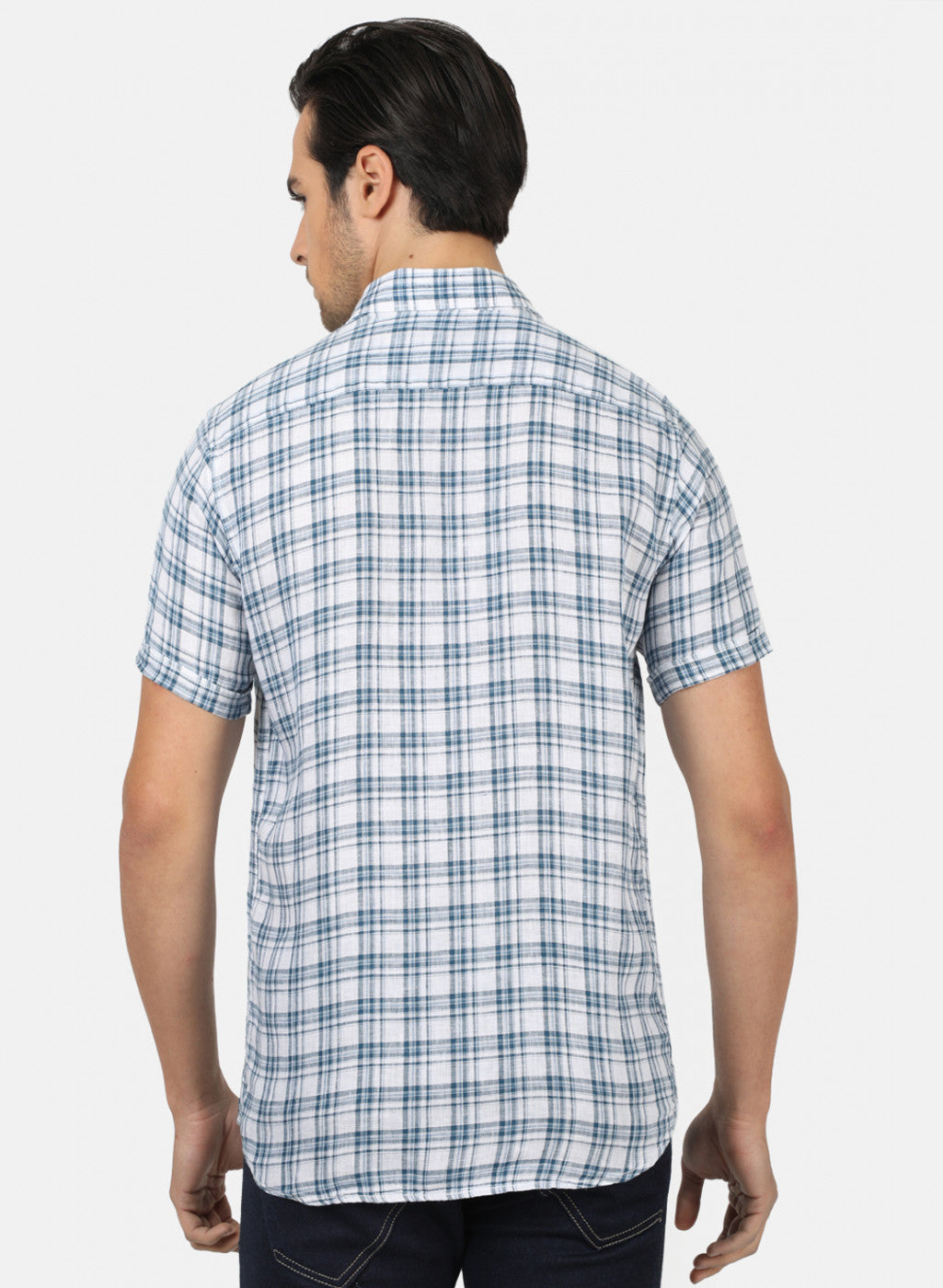 Men Blue Check Shirts