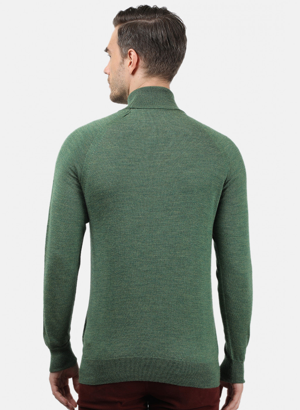 Men Green Melange Solid Pullover