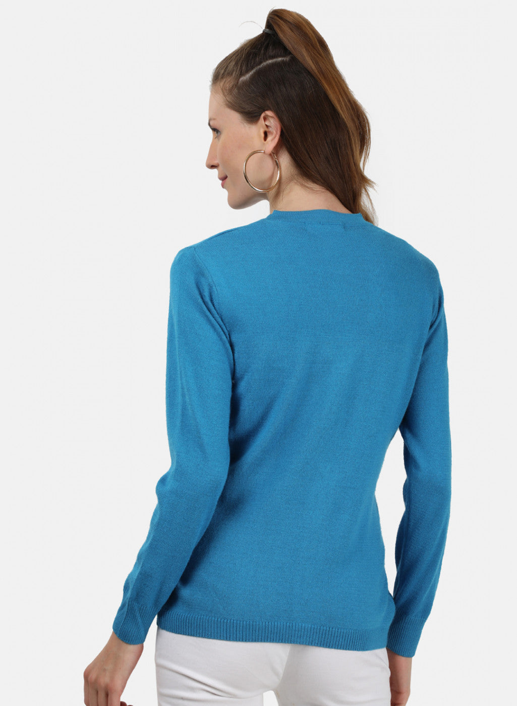 Women Blue Solid Cardigan