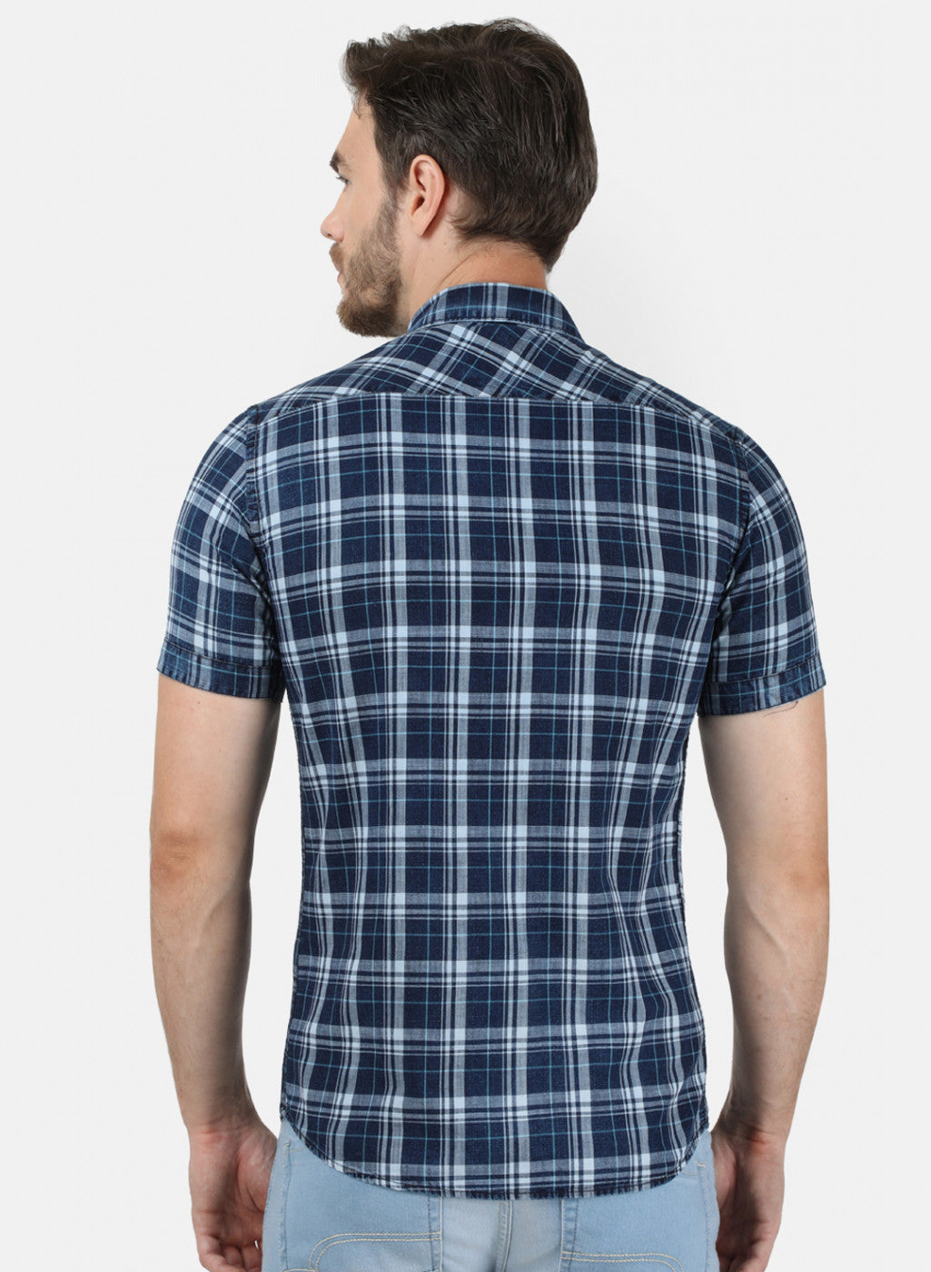 Mens NAvy Blue Check Shirt