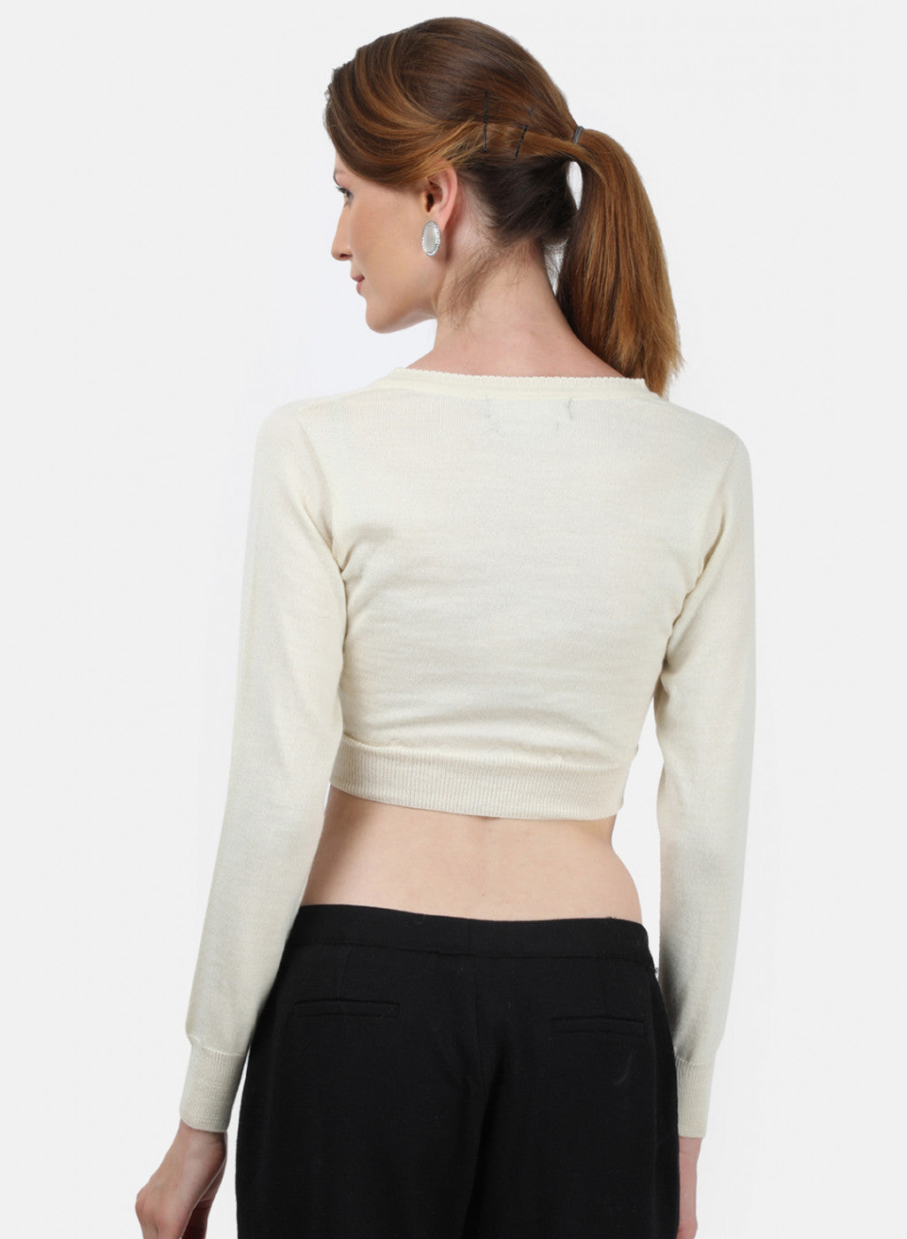 Women Cream Solid Blouse