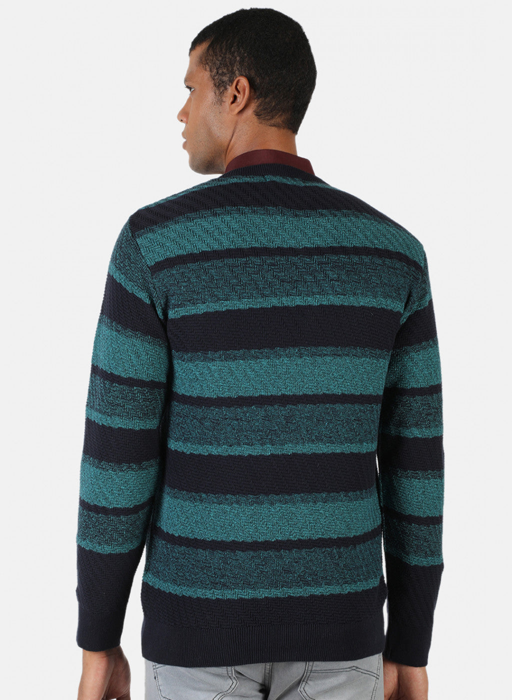 Men NAvy Blue Solid Pullover