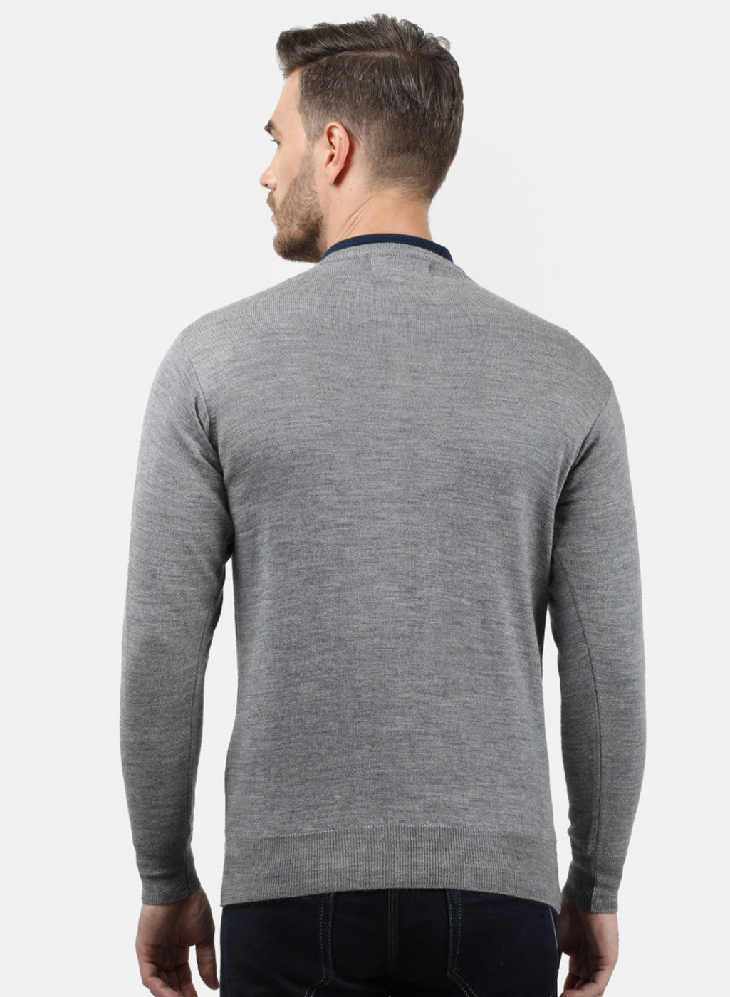 Men Grey Solid Pullover