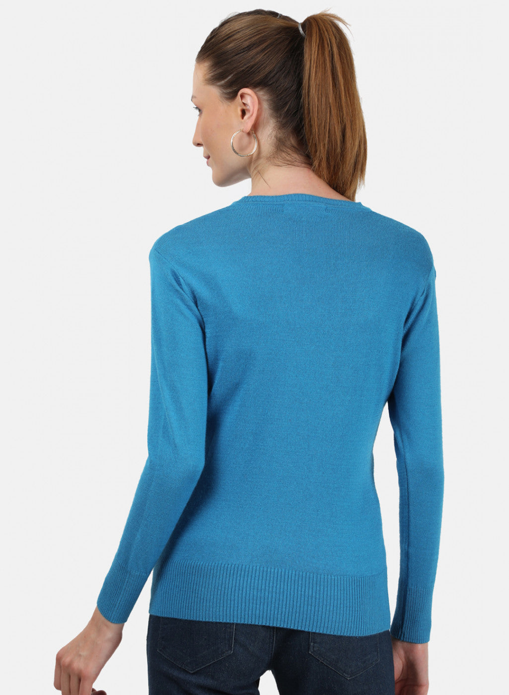 Women Blue V Neck Top