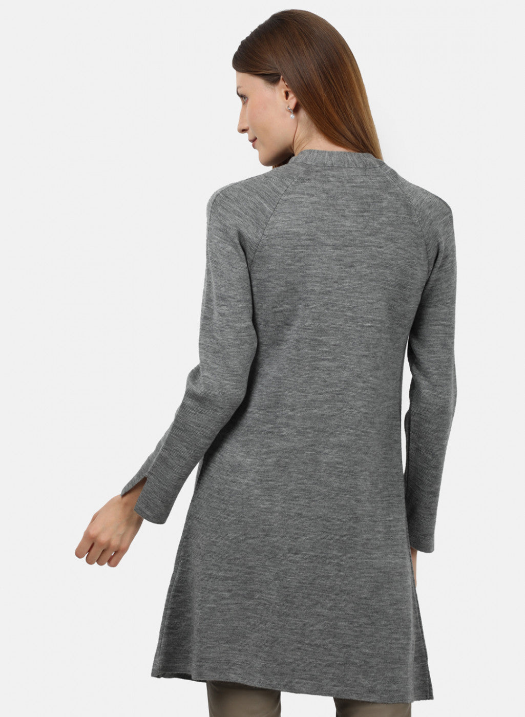 Women Grey Self Design Cardigan