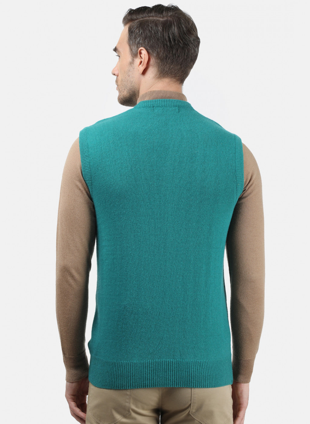 Men Sea Green Solid Sweater