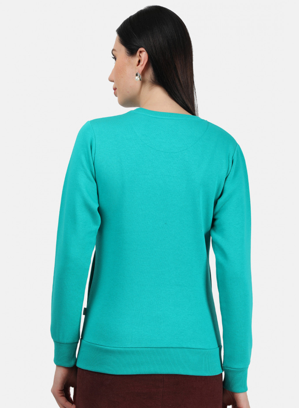 Women Green Plain Sweatshirt