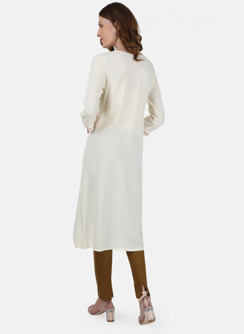 Womens Off White Plain Tunic