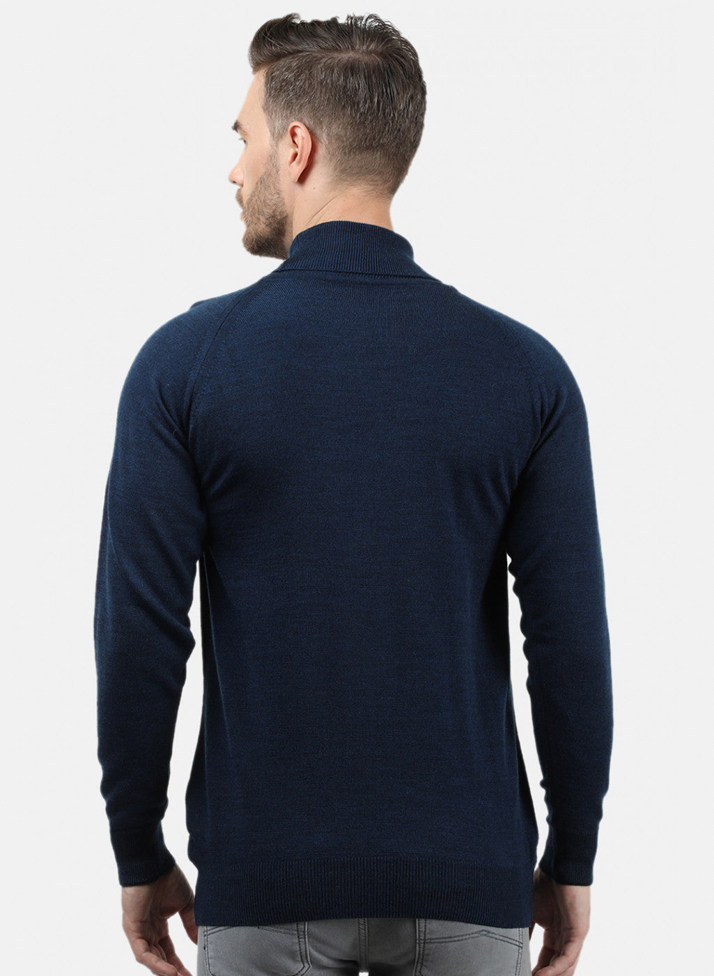 Men NAvy Blue Solid Pullover