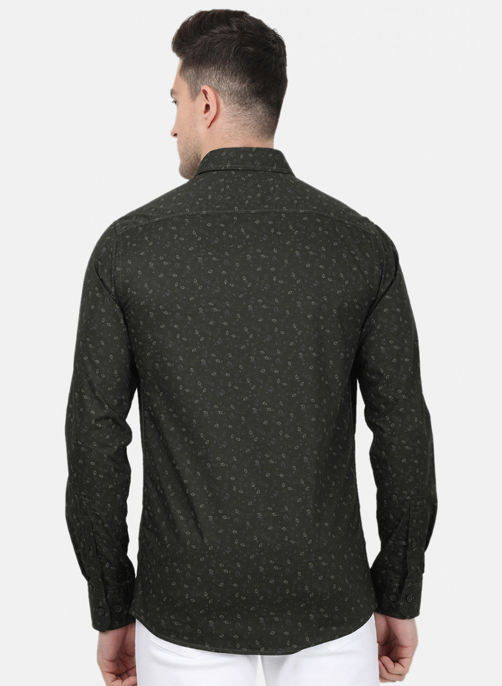 Mens Olive Printed Shirt