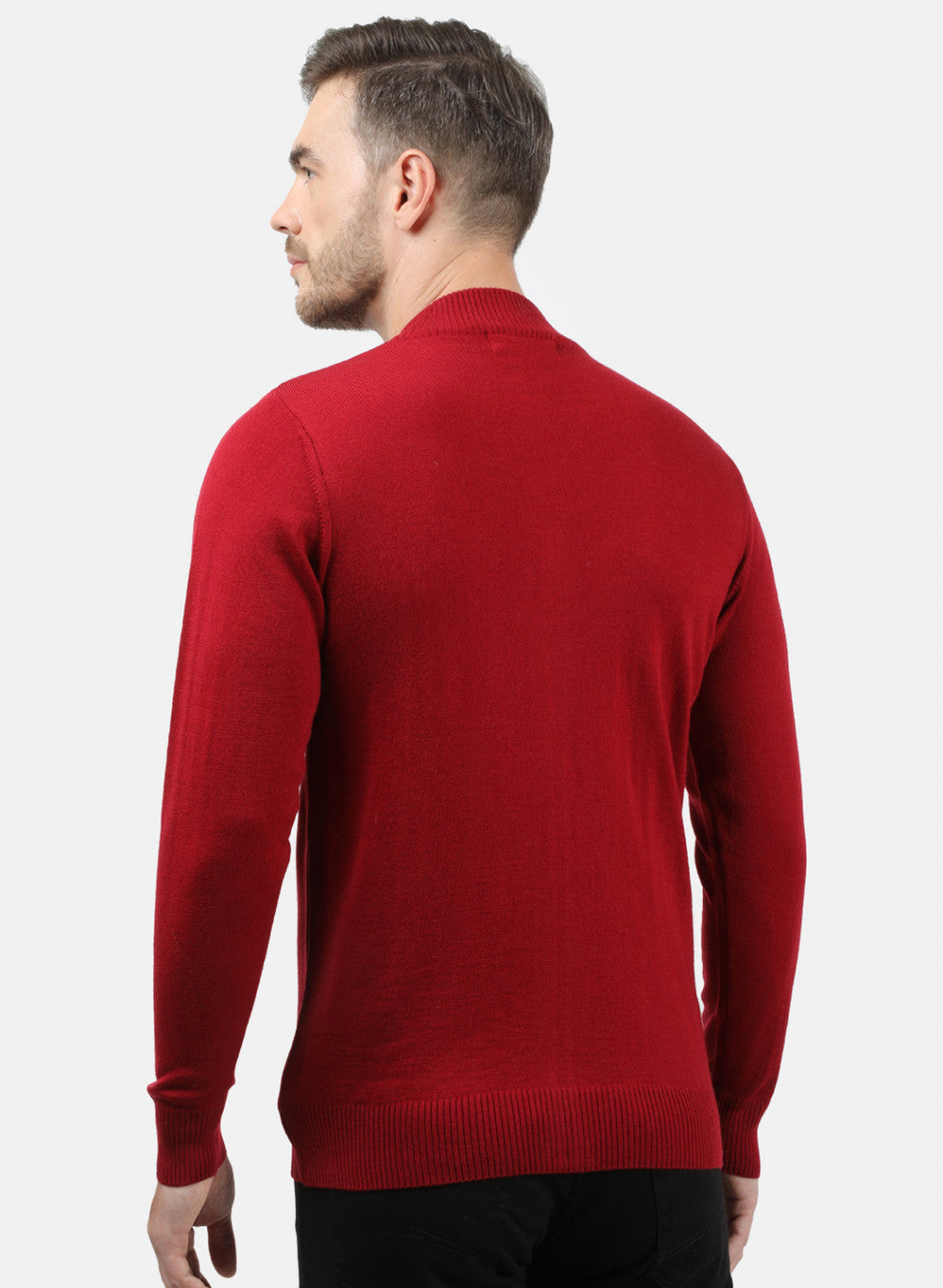 Men Light Maroon Solid Pullover