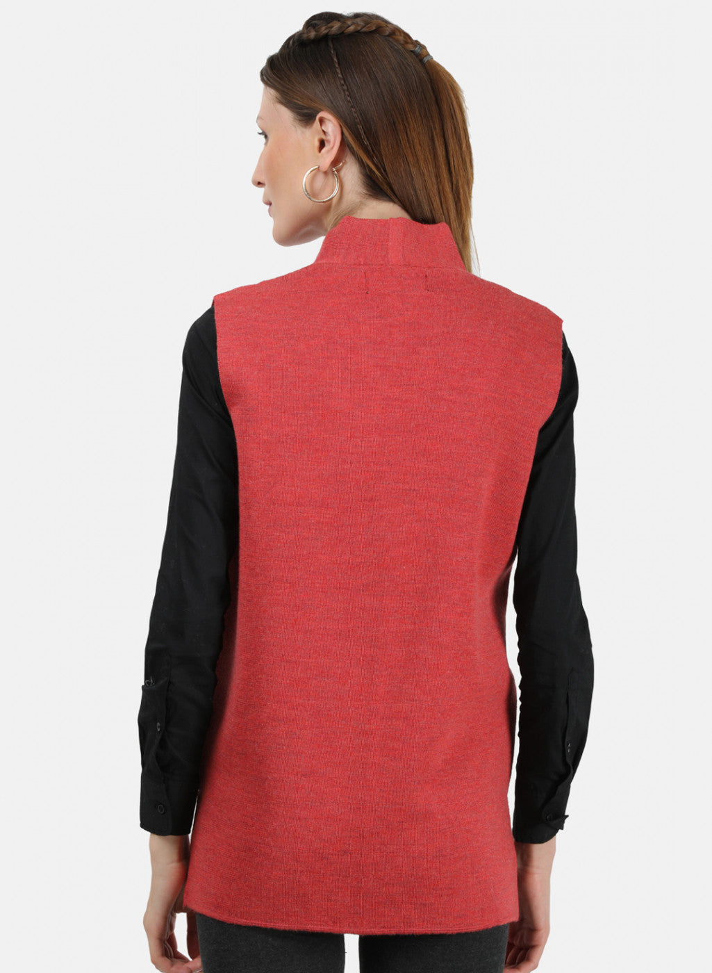 Women Light Red Solid Cardigan