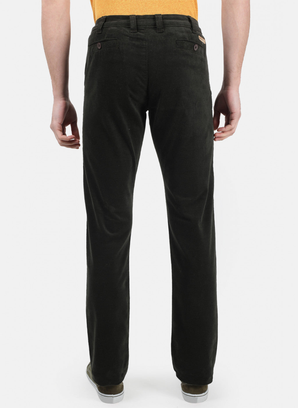 Men Olive Plain Trousers