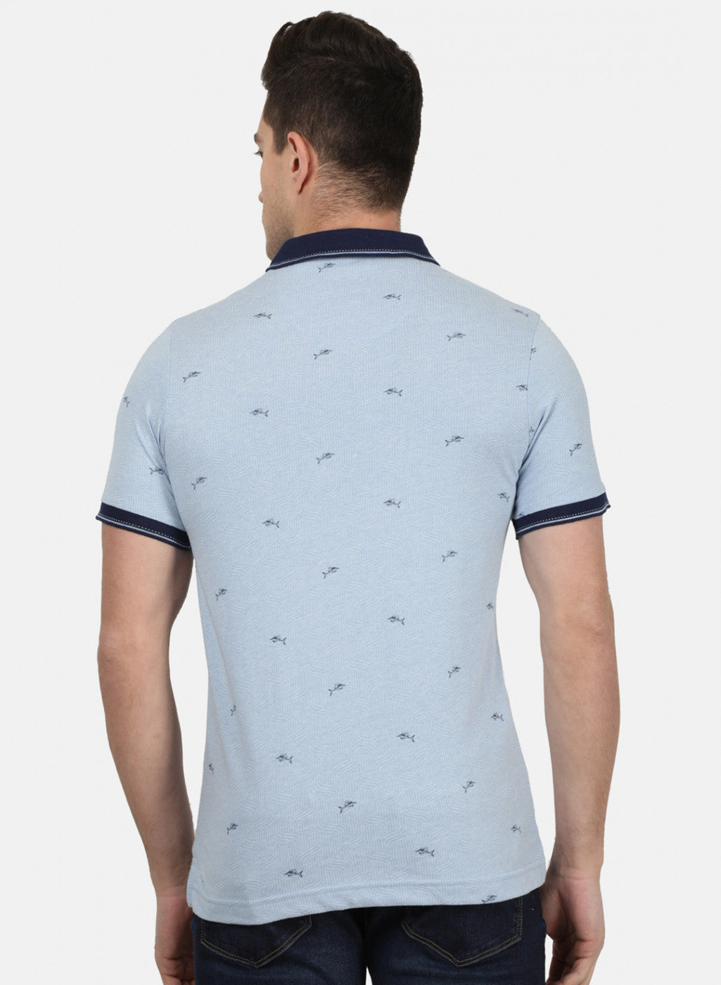 Mens Sky Blue Printed T-Shirt