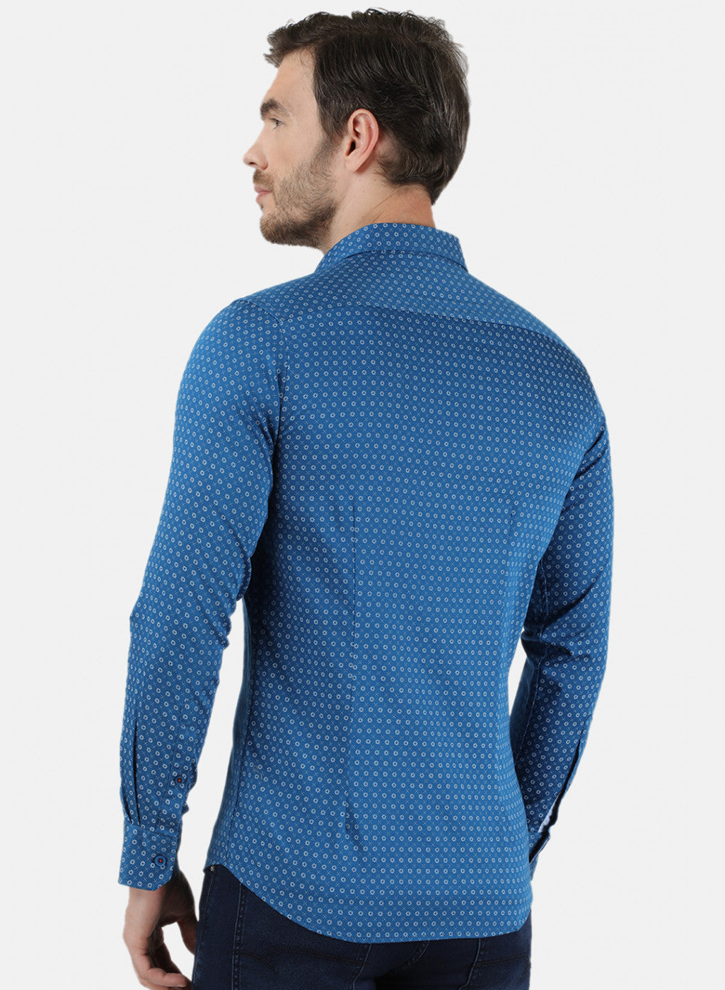 Mens Blue Printed Shirt