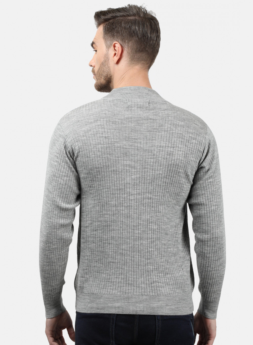 Men Grey Solid Pullover